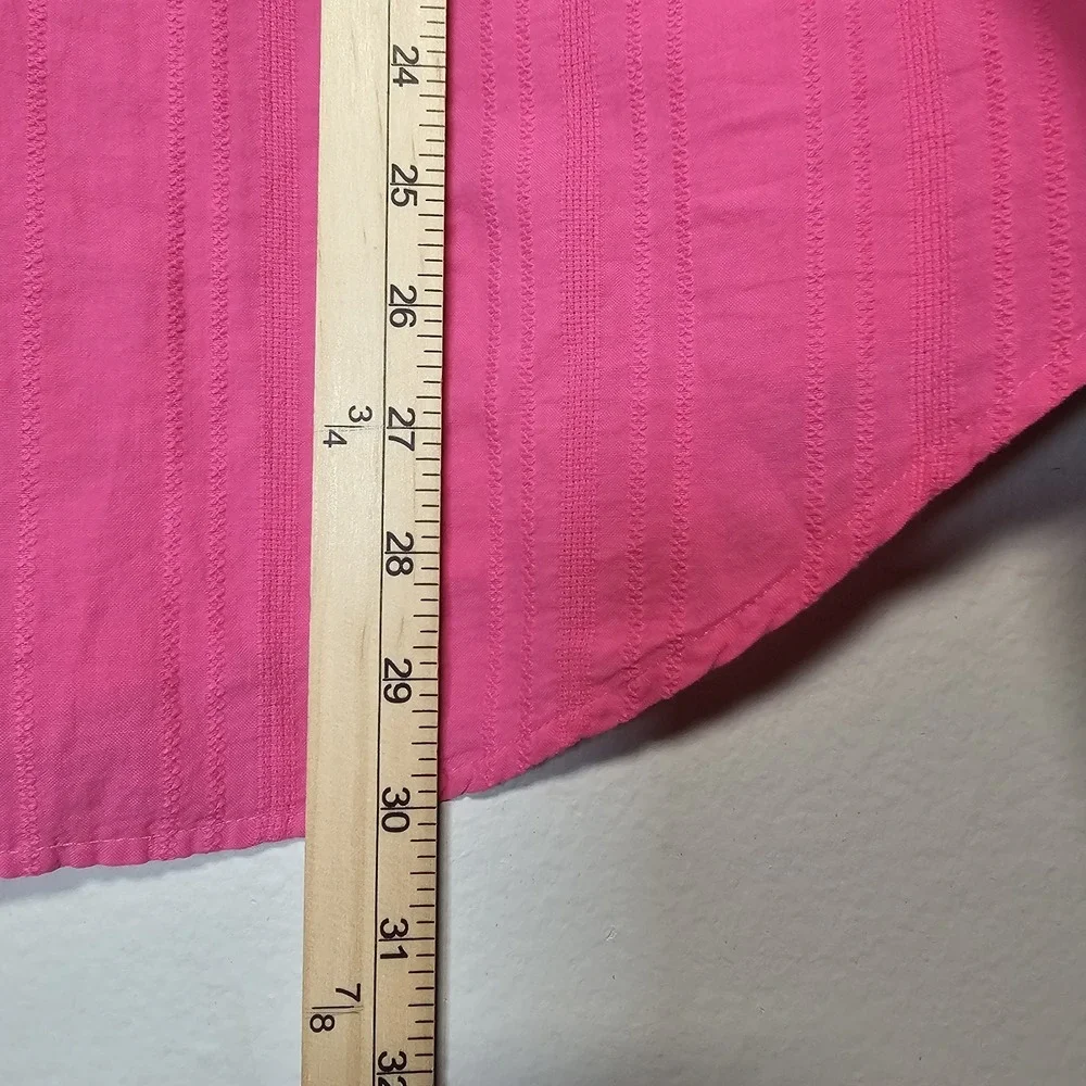 Torrid Womens Size 3 Pink Embroidered Stripe‎ Button Down Blouse Career Casual - Picture 3 of 7